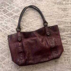 Frye Deep Plum Leather Tote with Dark Handles